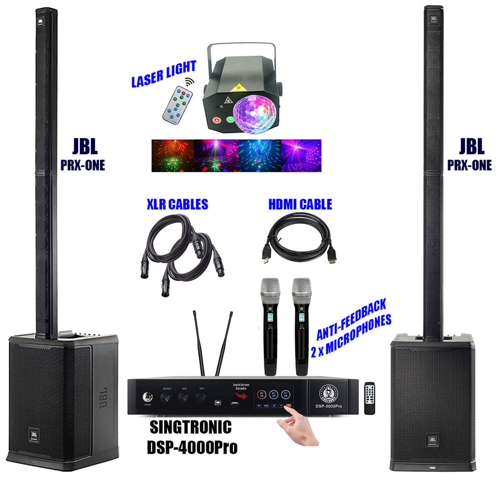 JBL PRX-ONE (Pair) + Singtronic DSP-4000Pro Professional Complete Karaoke System