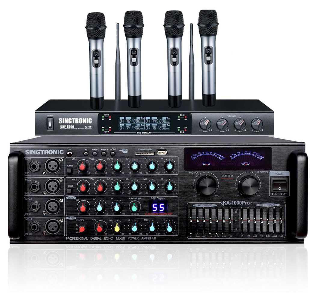 Singtronic KA-1000Pro Karaoke 2000W Amplifier + UHF-3500Pro Digital Wireless Microphone