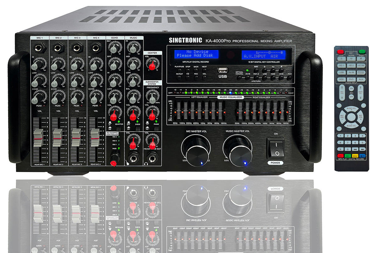 Singtronic KA-4000Pro Professional DJ/KJ 4000W Mixing Amplifier Built in Slider, HDMI-Arc & Recording