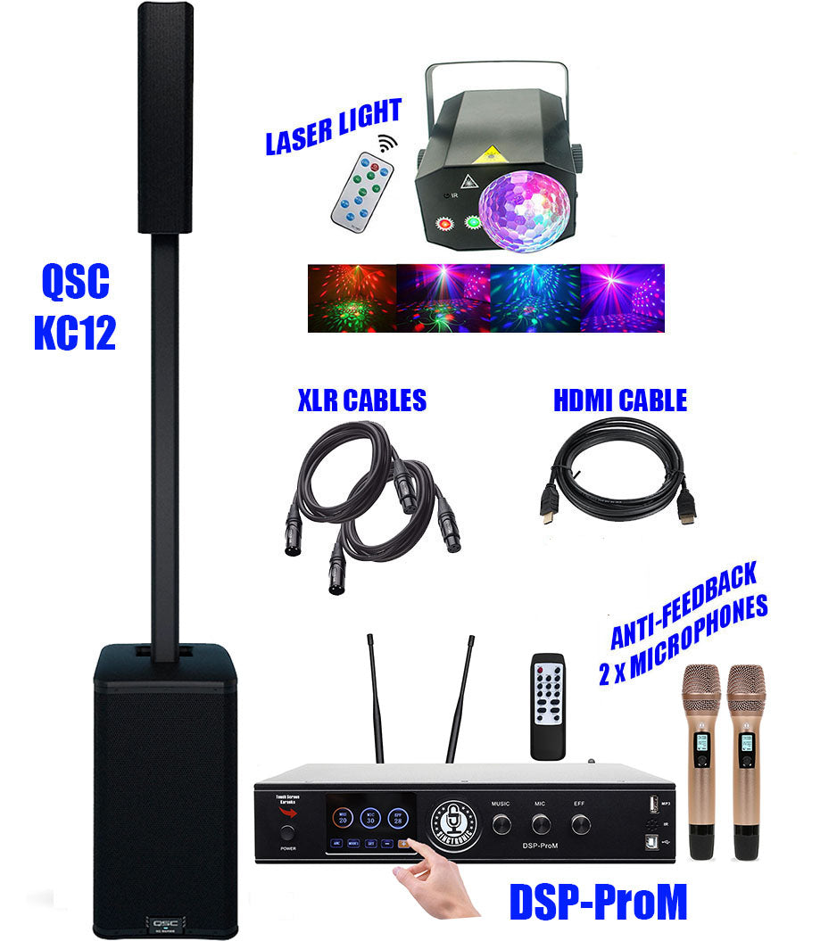 QSC KC12 3-way 3000W Speaker + Singtronic DSP-ProM Digital Karaoke System