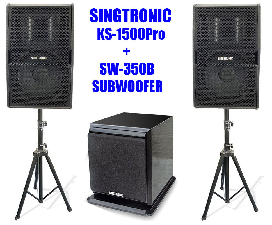 Singtronic KS-1500Pro Professional 1750W + 1750W Vocalist Karaoke Speaker + Singtronic SW-500B Power Subwoofer