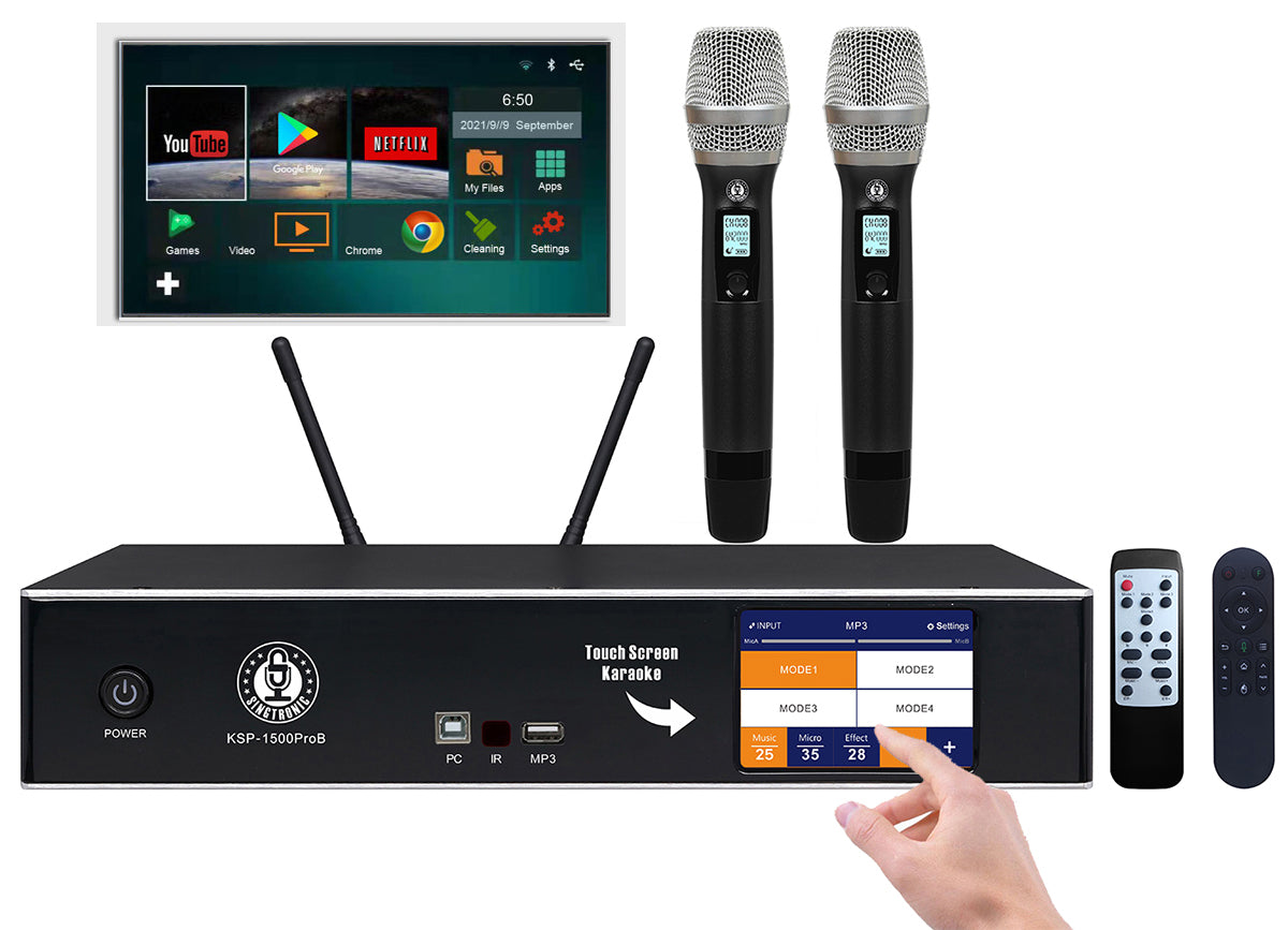 Singtronic KSP-1500ProB Professional 4 in 1 Digital 2500W Karaoke Amplifier W/ Unlimited Youtube Songs by Iphone & Tablets