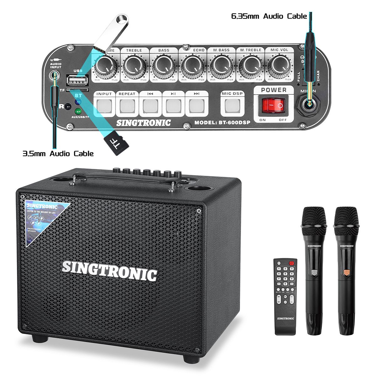 Singtronic BT-600DSP Professional 500W All-in-One Bluetooth Karaoke Speaker Built in DSP