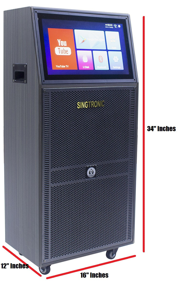 Singtronic BT-888HD Professional 1000W Touch Screen 15.6" PA Karaoke System w/ 2 x Wireless Mics.