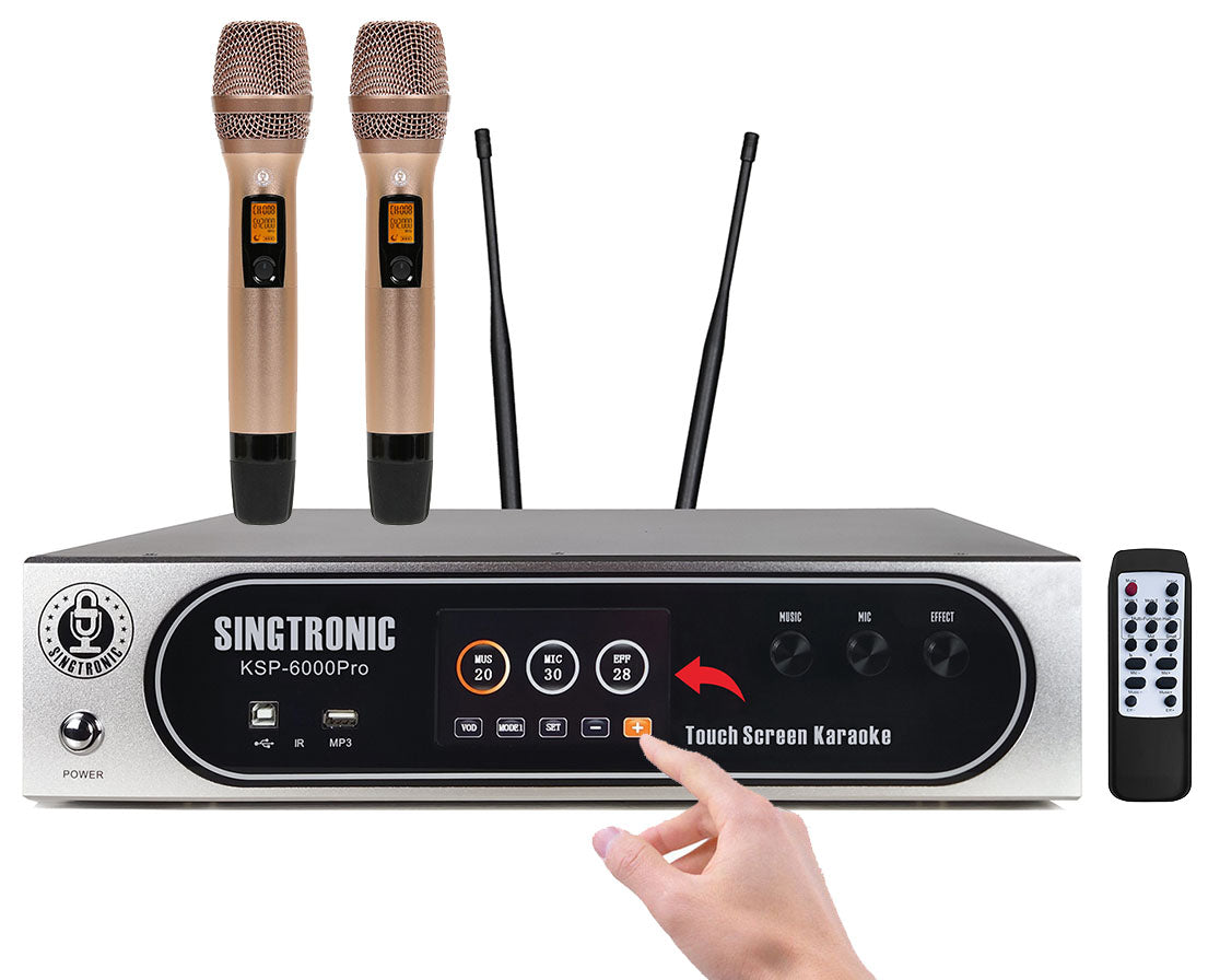 Singtronic Complete 6000W Karaoke System with Digital Touch Screen & Anti-feedback