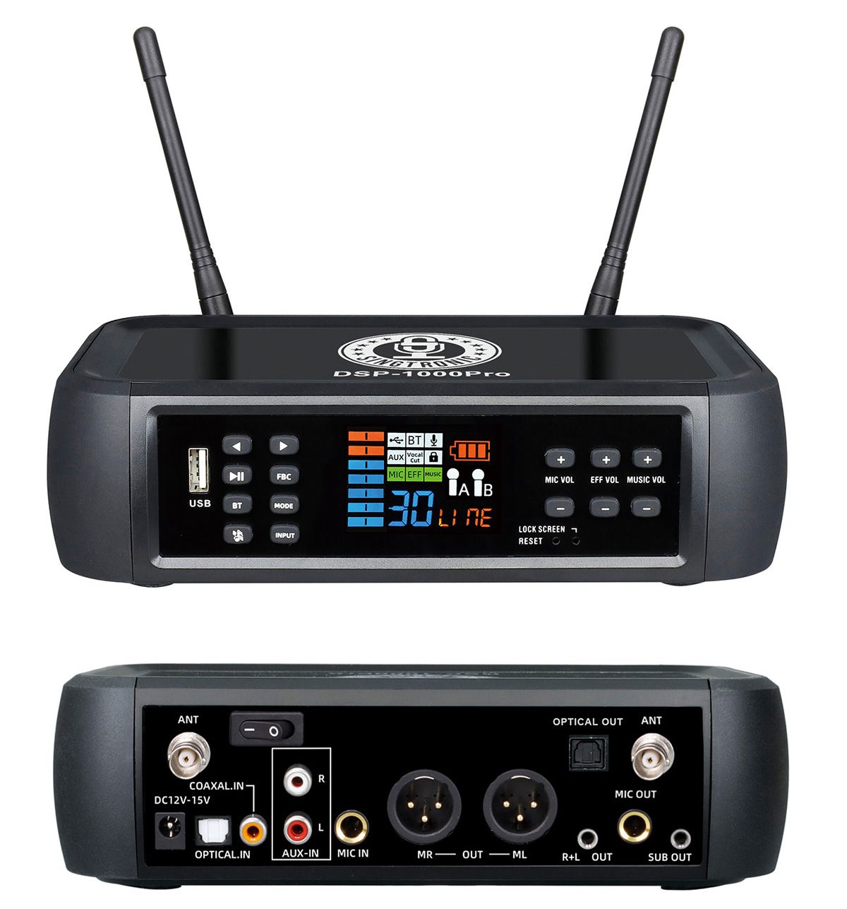 Singtronic DSP-1000Pro Rechargeable Digital DSP Karaoke Mixer Free: 2 x Wireless Microphones