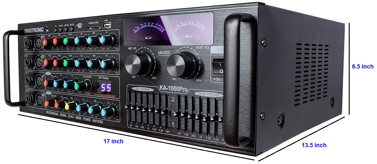 Singtronic KA-1000Pro Professional 2000W Analog Mixing Amplifier Karaoke Built in EQ & Bluetooth
