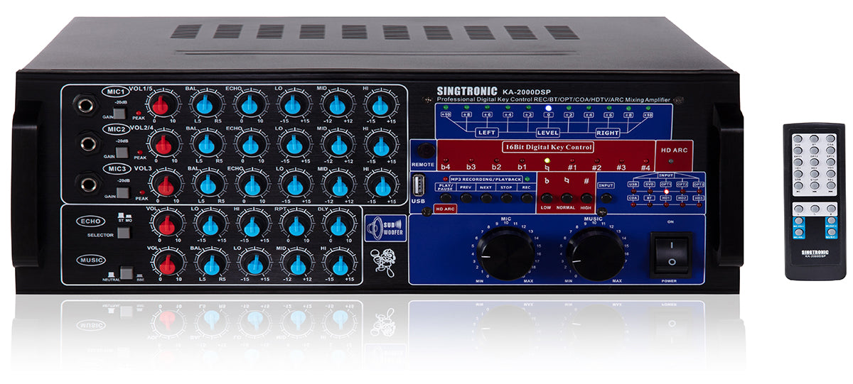 Singtronic KA-2000DSP Karaoke 2500W Mixing Amplifier + UHF-2000Pro Digital Wireless Microphone