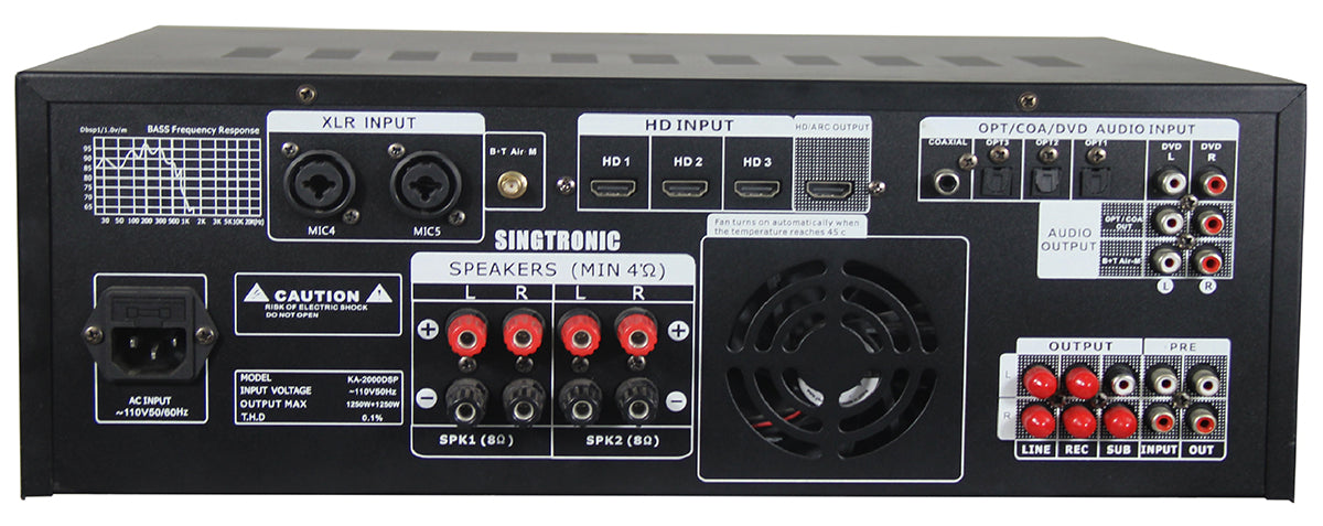 Singtronic KA-2000DSP Professional DJ/KJ 3000W Mixing Amplifier Karaoke HDMI-Arc, Optical & Recording