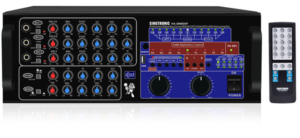 Singtronic KA-2000DSP Professional DJ/KJ 3000W Mixing Amplifier Karaoke HDMI-Arc, Optical & Recording