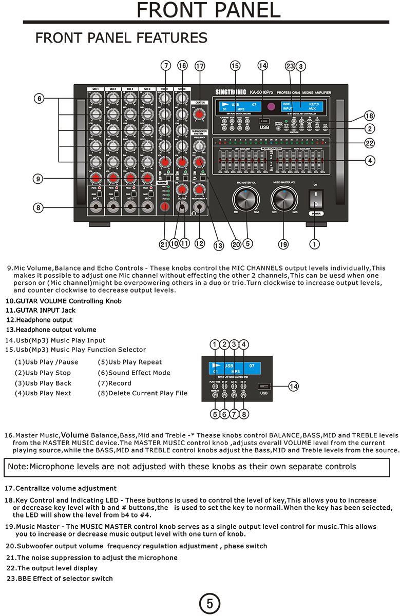 Singtronic KA-5000Pro Professional KJ/DJ 5000W Mixing Amplifier Equalizer & Recording