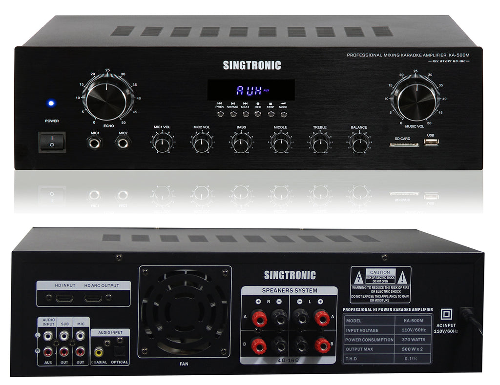 Singtronic KA-500M Professional 1000W Amplifier Karaoke Optical, Arc, Recording
