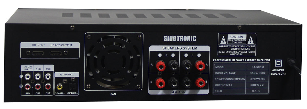 Singtronic KA-500M Professional 1000W Amplifier Karaoke Optical, Arc, Recording