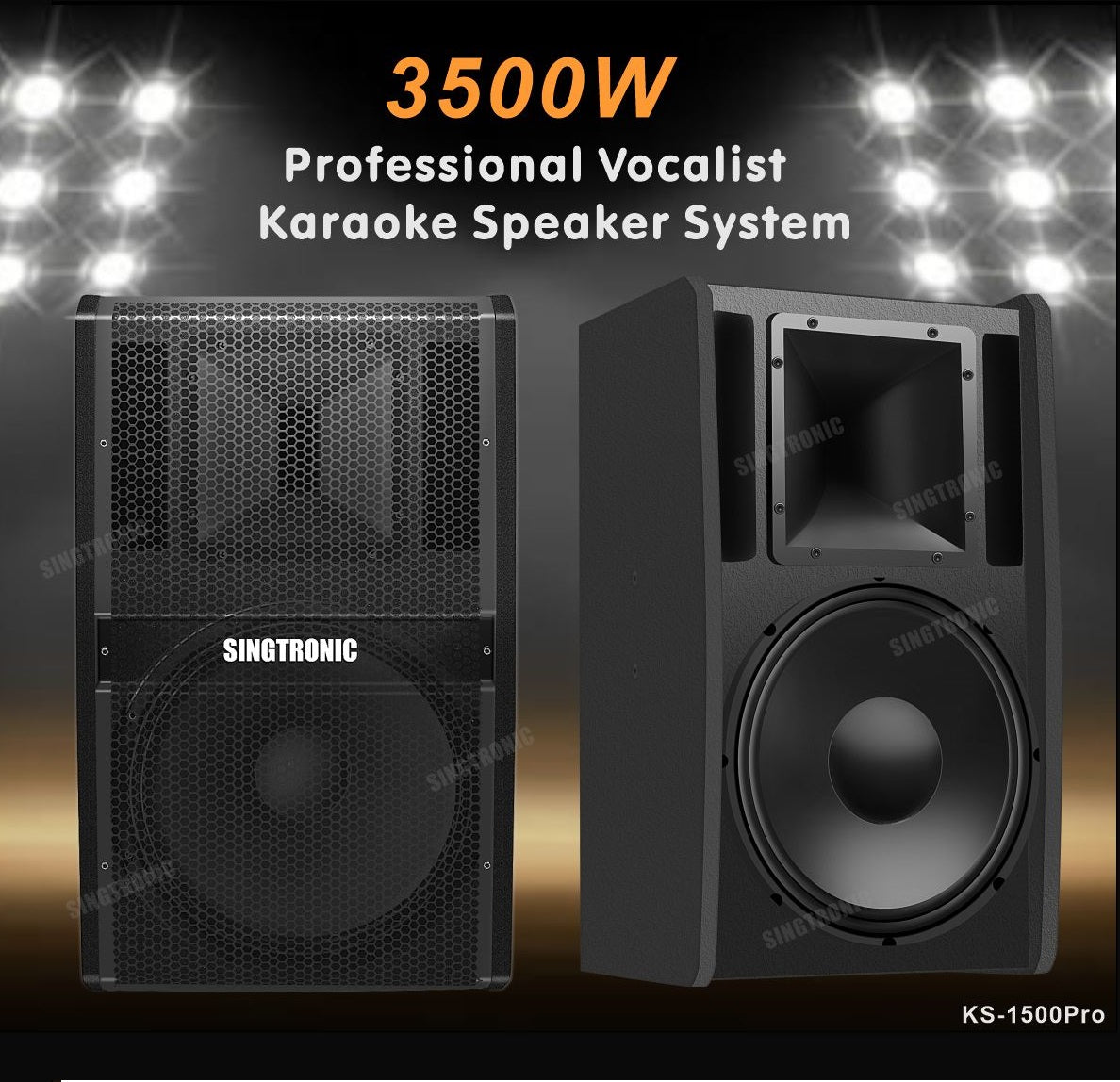 Singtronic KS-1500Pro Professional 3500W Vocalist Karaoke Speaker System (Pair)