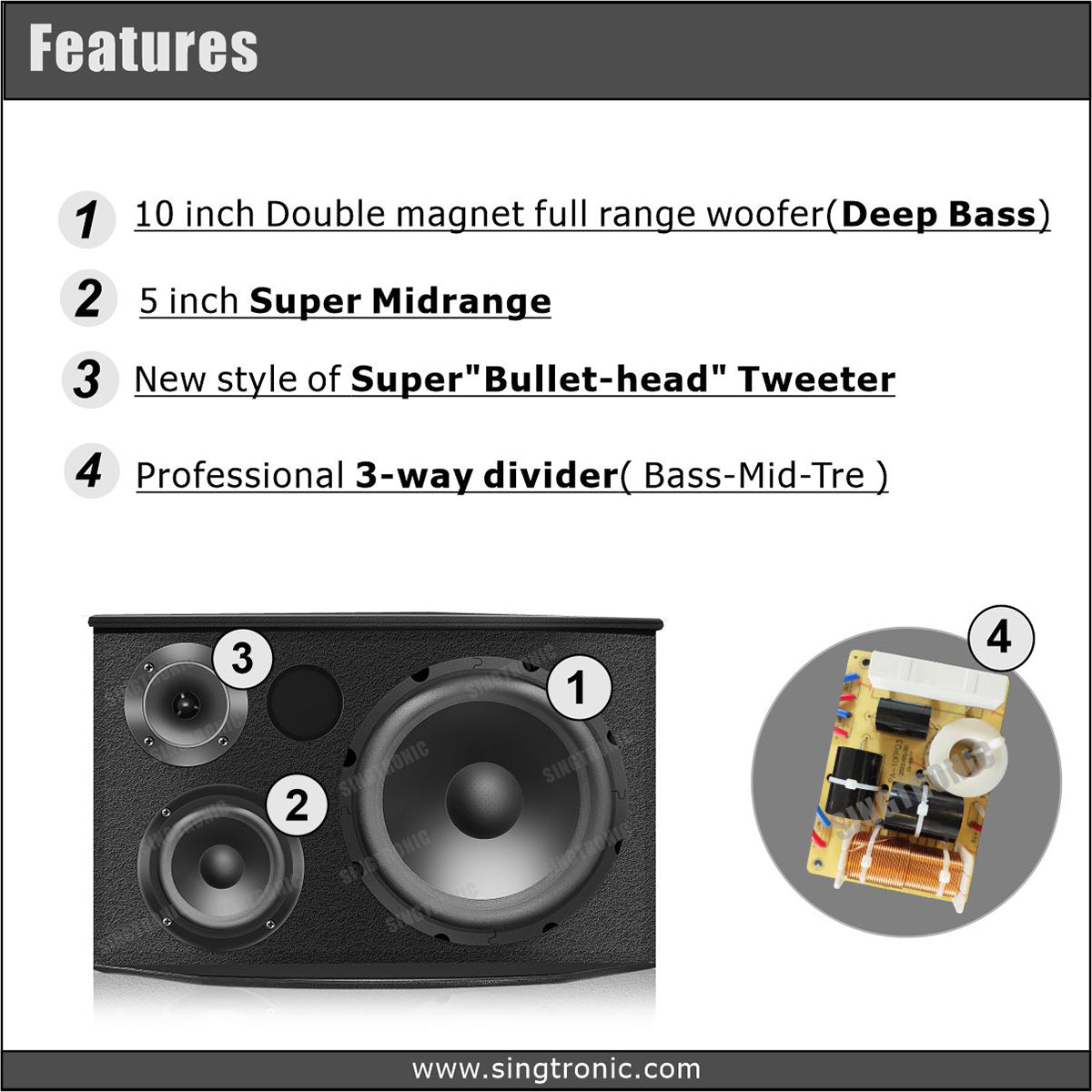 Singtronic KS-550S Professional 1500W Vocalist Karaoke Speaker System (Pair)