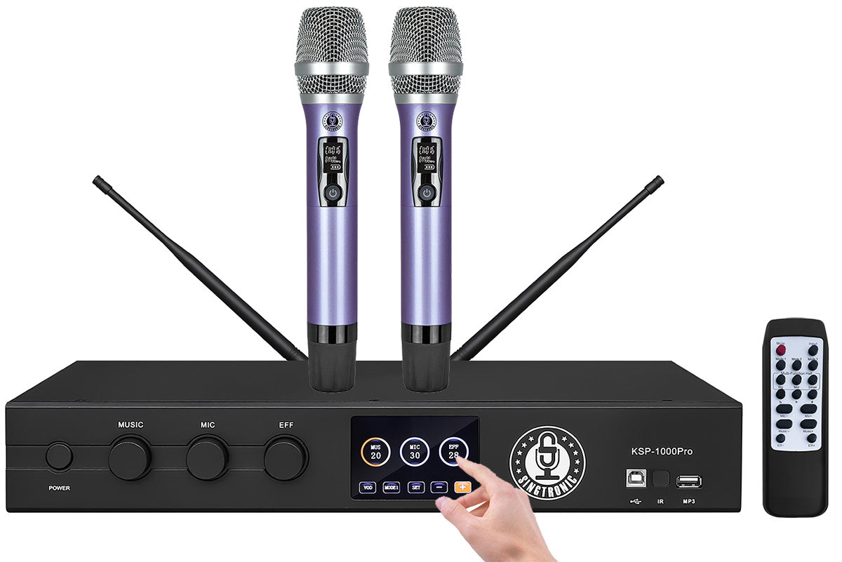 Singtronic KSP-1000Pro Professional 3000W Digital 3 in 1 Karaoke Mixing Amplifier 2 x Anti-feedback Mics.