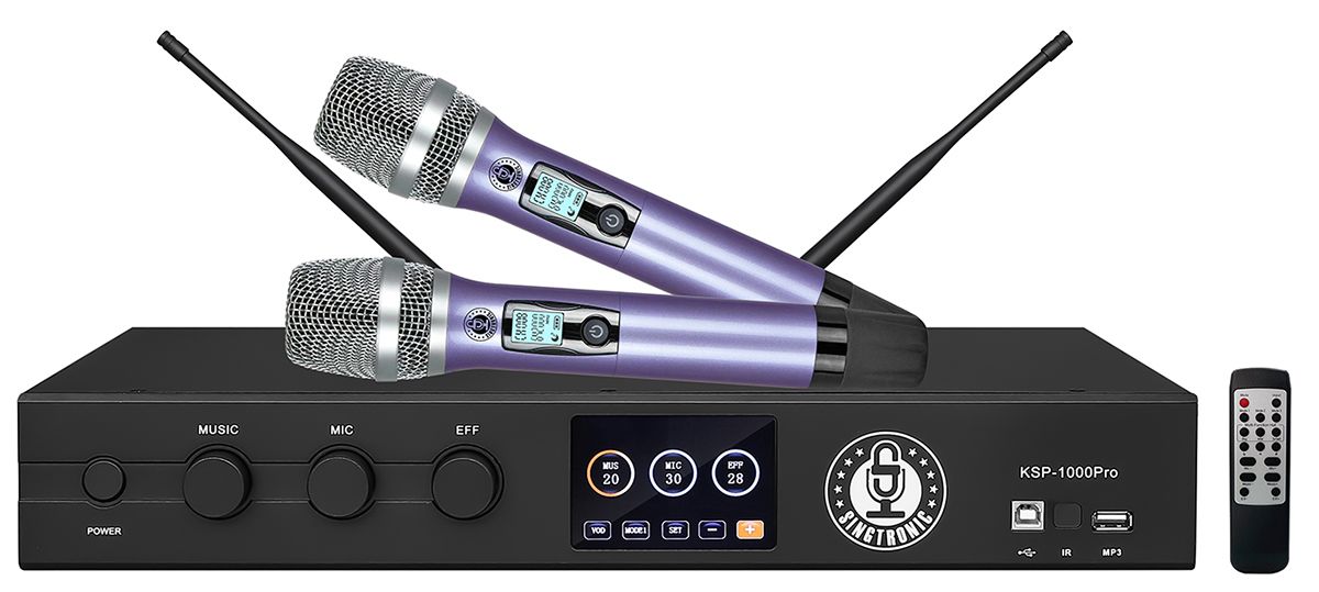 Singtronic KSP-1000Pro Professional 3000W Digital 3 in 1 Karaoke Mixing Amplifier 2 x Anti-feedback Mics.