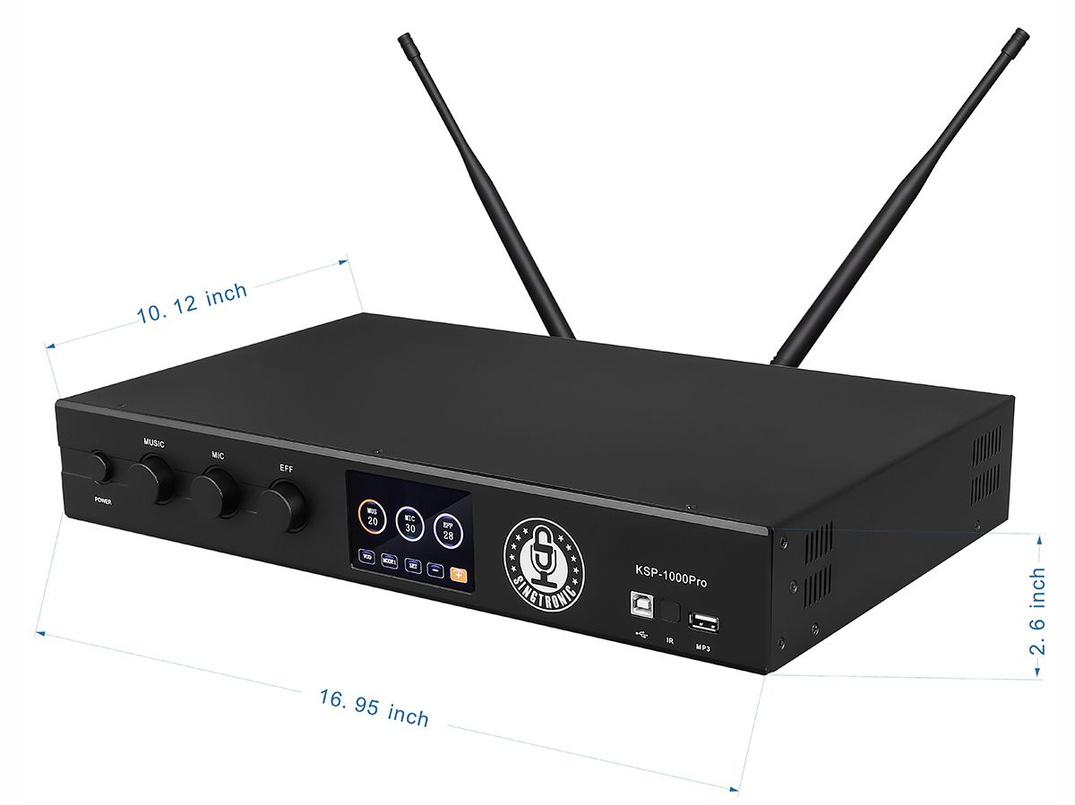 Singtronic KSP-1000Pro Professional 3000W Digital 3 in 1 Karaoke Mixing Amplifier 2 x Anti-feedback Mics.