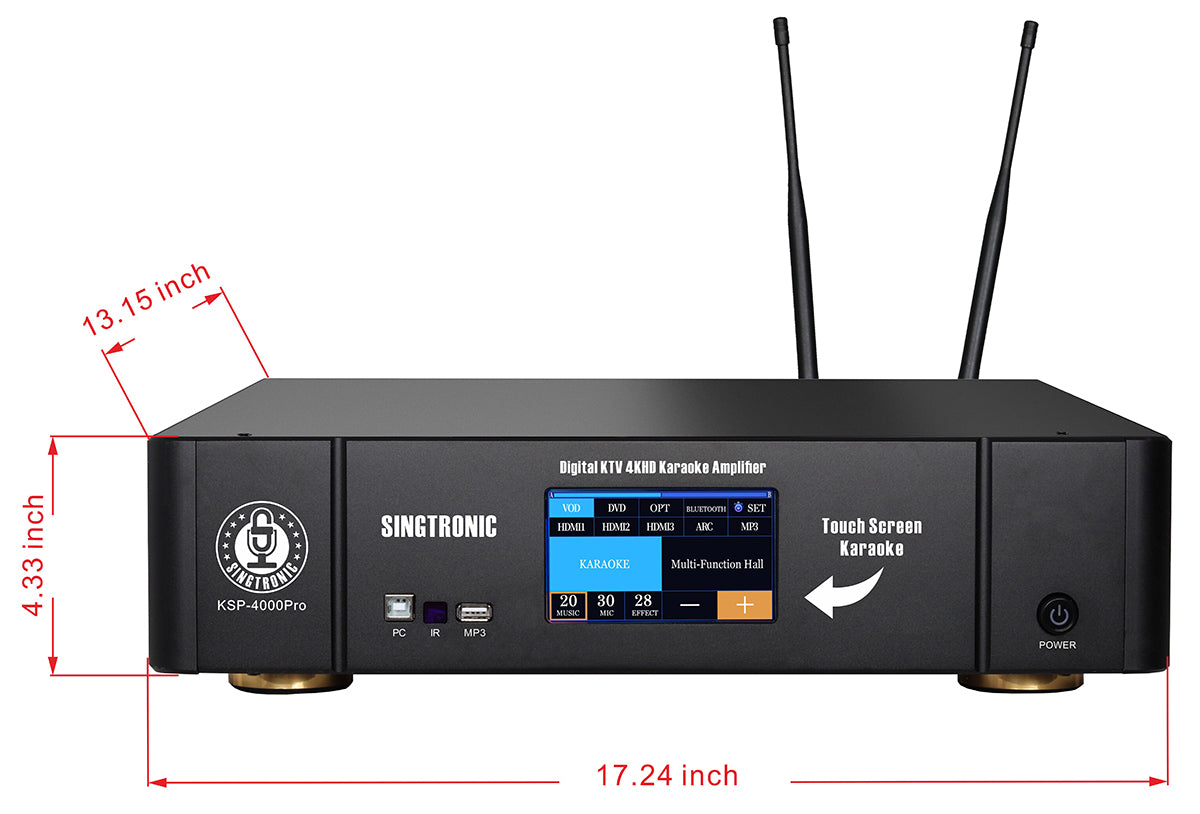Singtronic KSP-4000Pro Professional 3 in 1 Digital 4000W Karaoke Sound Processor Amplifier Touch Screen