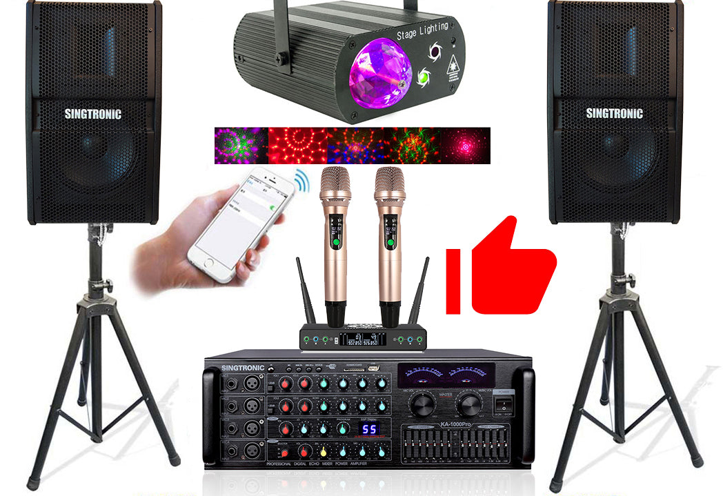 Professional Karaoke System 2000W via Youtube Unlimitted Songs by Apps