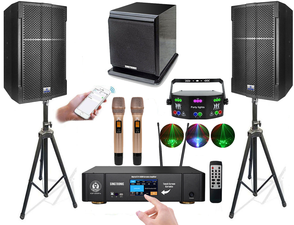 Singtronic Professional 4500W Karaoke System Unlimited YouTube Songs via iPhone & PC Tablets