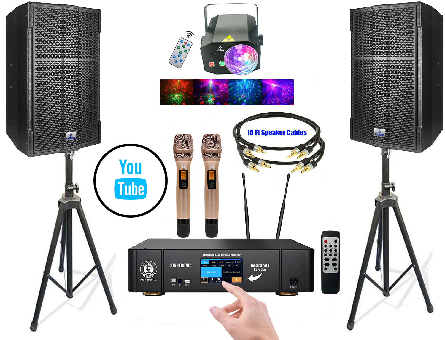 Singtronic Professional 4000W YouTube Karaoke System Select Songs by iPhone & Android