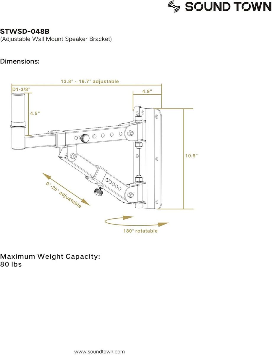Singtronic Professional Heavy Duty Speaker Wall Mount Bracket (Pair)