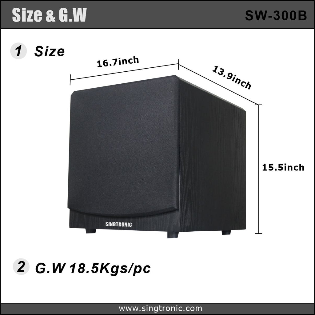 Singtronic SW-300B Professional Pre-Amplifier 300W Power Subwoofer Built in 5.1 Channels