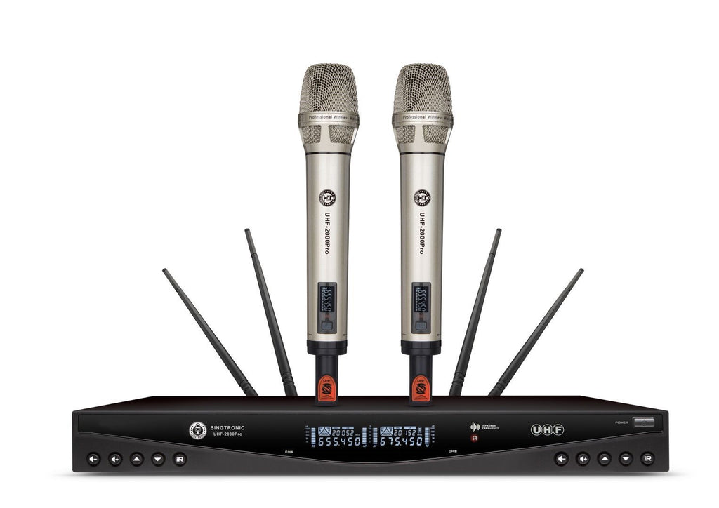 Singtronic UHF-2000Pro Professional Dual UHF PLL True Diversity Wireless Microphone Karaoke System