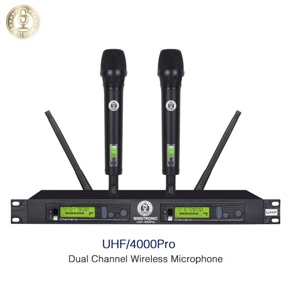 Singtronic UHF-4000Pro-Black Professional Digital Dual PLL Wireless Microphone System