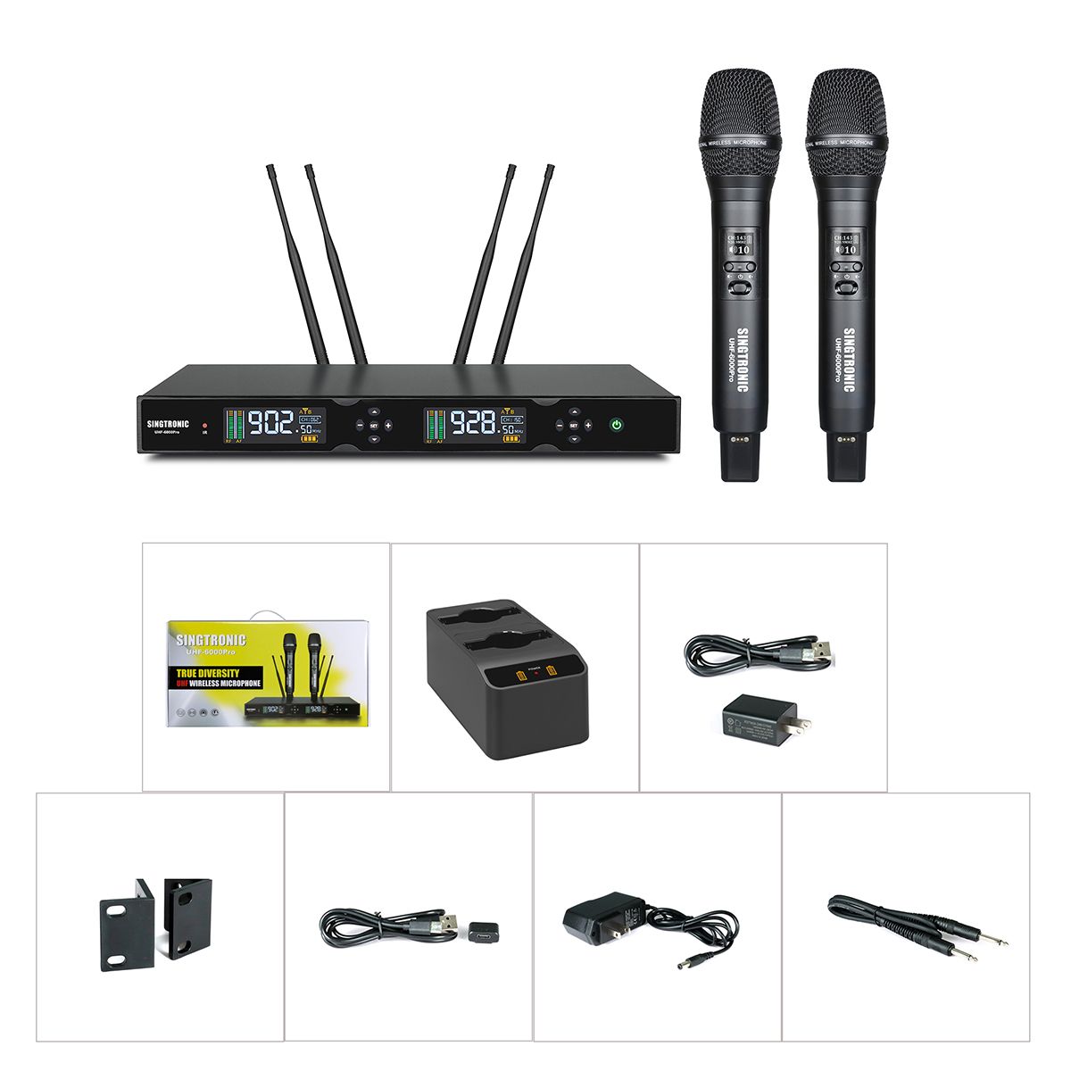 Singtronic UHF-6000Pro Professional Rechargeable Digital True Diversity Wireless Microphone System