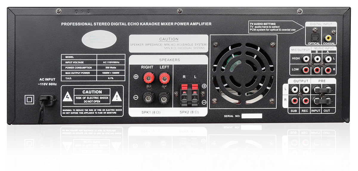 Singtronic Professional Youtube Karaoke System 3000W Built in 16 Channels Equalizer, Optical, Rechargeable Battery