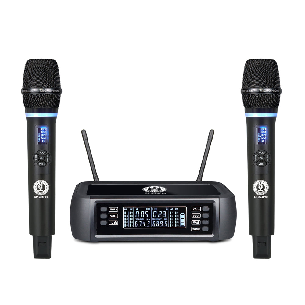Singtronic SP-224Pro Digital 2 x Wireless Microphone Karaoke System Operated 100% by Batteries