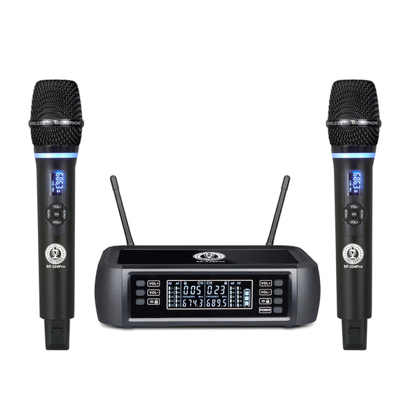 Singtronic SP-224Pro Digital 2 x Wireless Microphone Karaoke System Operated 100% by Batteries