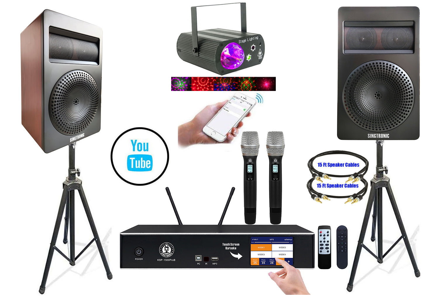 Singtronic 2500W Professional Complete 4 in 1 Karaoke System by Iphone / Ipad & Tablets PC