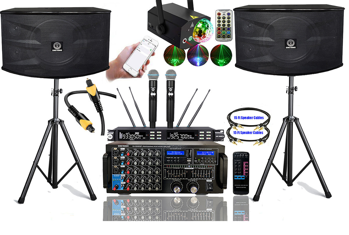 Singtronic Professional 3000W Complete Karaoke System via Youtube Songs by Iphone & Android