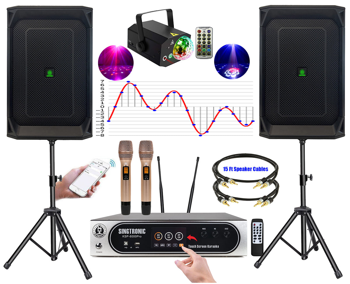 Singtronic Complete 6000W Karaoke System with Digital Touch Screen & Anti-feedback