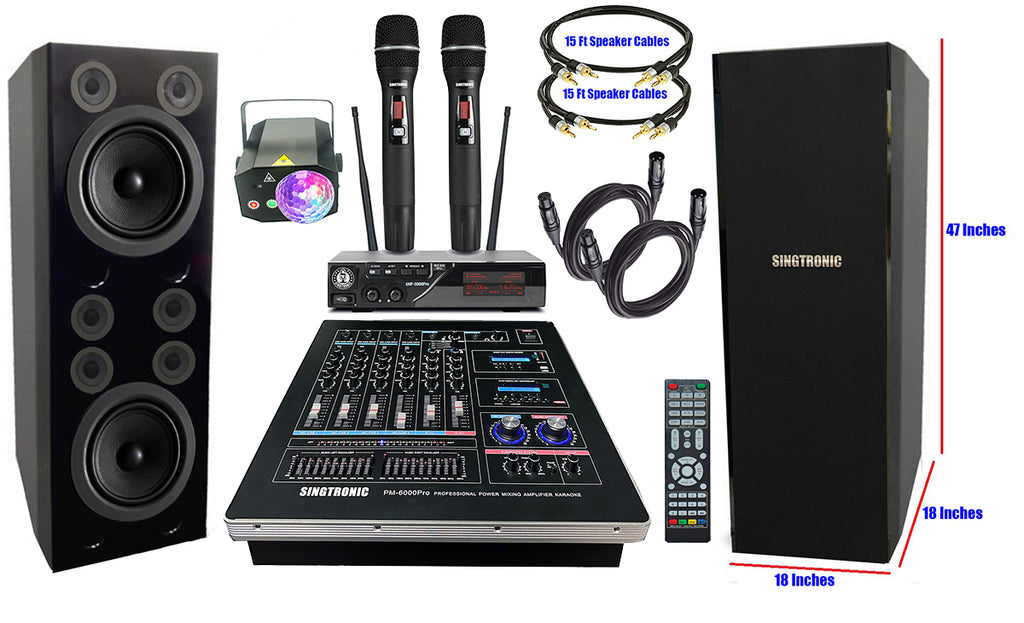 Professional Complete 6000W Youtube Karaoke System, Built in HDMI-Arc, Optical, EQ, Recording, Bluetooth