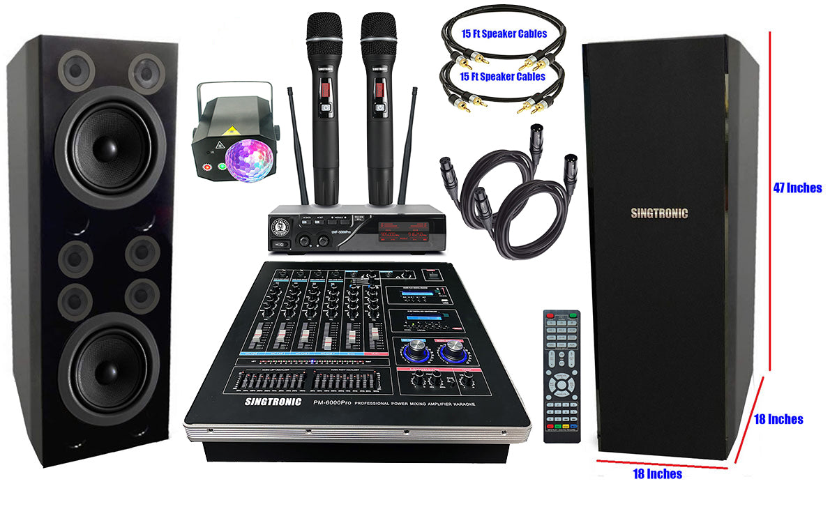 Professional Complete 6000W Youtube Karaoke System, Built in HDMI-Arc, Optical, EQ, Recording, Bluetooth